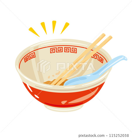 An empty ramen bowl that has been completely eaten 115252038