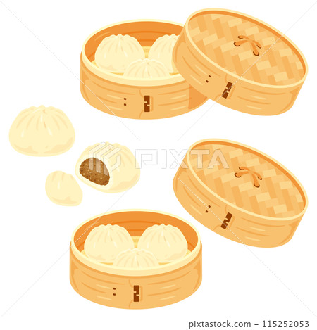 肉包子放入蒸籠裡 肉包子放入蒸籠裡 115252053