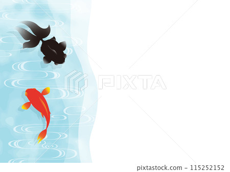 紅黑金魚遊動的水面圖解(水平左側) 紅黑金魚遊動的水面圖解(水平左側) 115252152