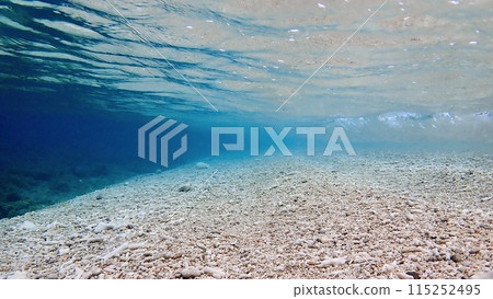 Seascape with beautiful sand on the seabed of Akajima Seascape with beautiful sand on the seabed of Akajima 115252495