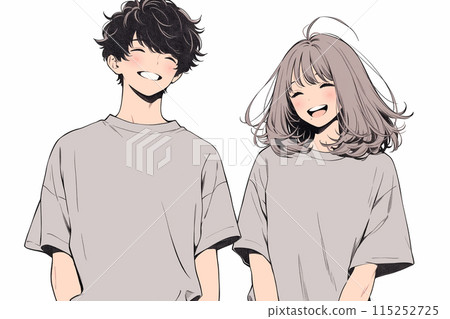 Illustration of a young man and woman on a white background "AI generated image" Illustration of a young man and woman on a white background "AI generated image" 115252725