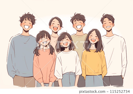 多名青年男女「AI生成圖像」插畫 多名青年男女「AI生成圖像」插畫 115252734