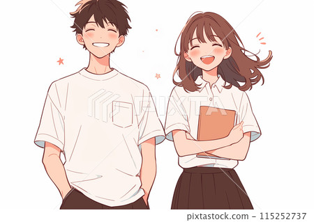 Illustration of high school students, male and female, on white background "AI generated image" Illustration of high school students, male and female, on white background "AI generated image" 115252737