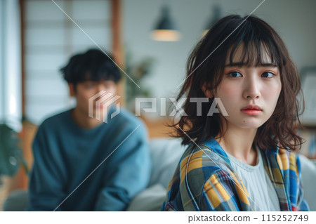 AI-generated image of a man and woman couple fighting in a room AI-generated image of a man and woman couple fighting in a room 115252749