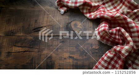 紅色桌布和深色板桌“AI生成圖像” 115252856