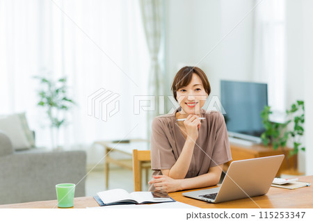 Woman working from home Remote work Woman working from home Remote work 115253347