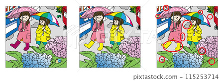 Find the difference, rainy season, umbrella, rain 115253714