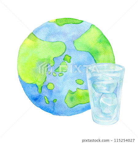 Earth's water resources watercolor illustration Earth's water resources watercolor illustration 115254027