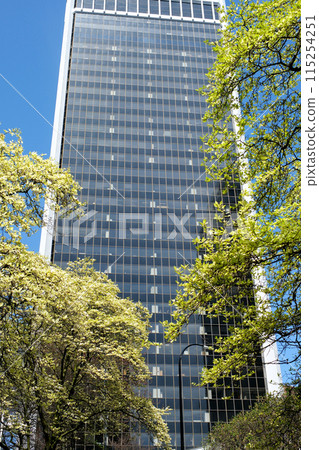 various recognizable places and attractions of Vancouver in Canada city center good weather clean downtown blue sky huge buildings skyscrapers many videos and photos of this topic British Columbia 115254251