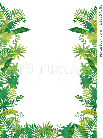 Watercolor style jungle frame 1 vertical 115254386