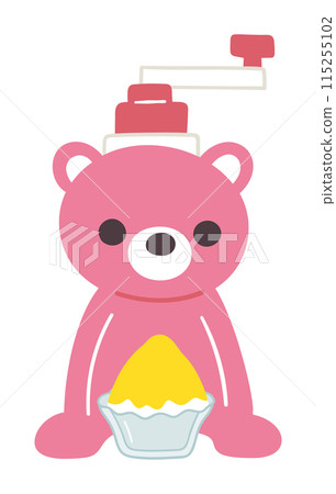 Cute hand-drawn shaved ice set / Bear shaved ice maker / Pink and lemon 115255102