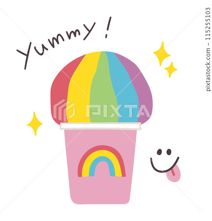 Cute hand-drawn illustration of rainbow shaved ice 115255103