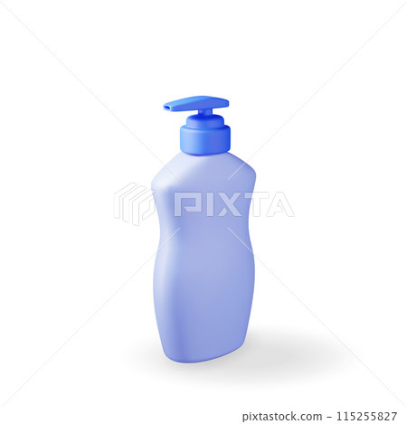 3D plastic bottle with dispenser pump isolated 115255827