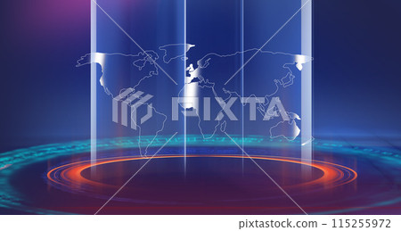 Modern studio space with world map concept series  115255972