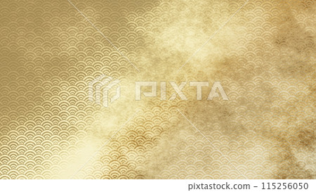 Golden Japanese pattern background 115256050