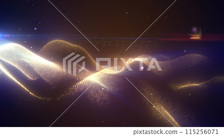 Yellow energy futuristic waves with light rays and energy particles. Abstract background Yellow energy futuristic waves with light rays and energy particles. Abstract background 115256071
