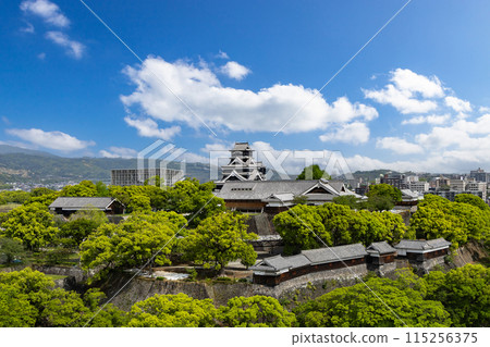完全修復的熊本城天守閣和修復中的熊本城內部 完全修復的熊本城天守閣和修復中的熊本城內部 115256375