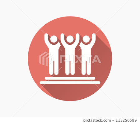 Team meeting flat icon with long shadow for graphic and web design. Team meeting flat icon with long shadow for graphic and web design. 115256599