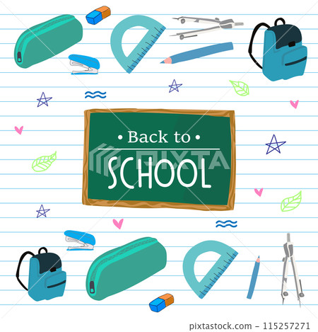 Back to school with elements for educational objects. Vector illustration. Back to school with elements for educational objects. Vector illustration. 115257271