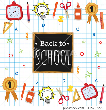 Back to school with elements for educational objects. Vector illustration. 115257273