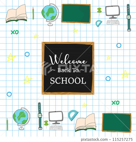 Back to school with elements for educational objects. Vector illustration. 115257275