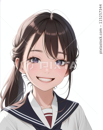 AI生成的水手服女孩的微笑 115257344