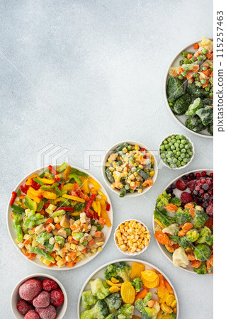 Frozen vegetables and berries 115257463