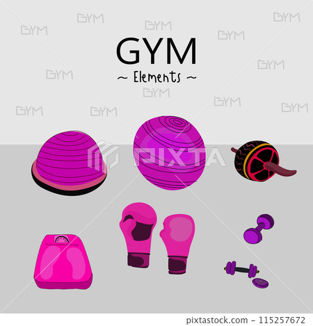 Fitness equipment icons set in flat style, Healthy lifestyle concept. Vector illustration. 115257672