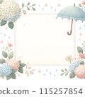 A stylish rainy season white background frame illustration with gentle colors of hydrangeas 115257854