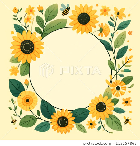 可愛的向日葵框架 可愛的向日葵框架 115257863