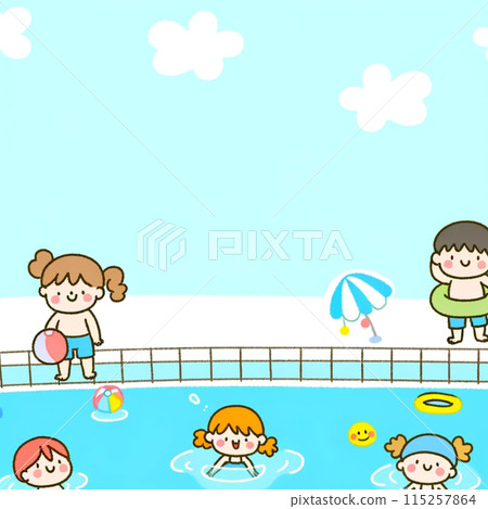 孩子們在游泳池玩耍 115257864