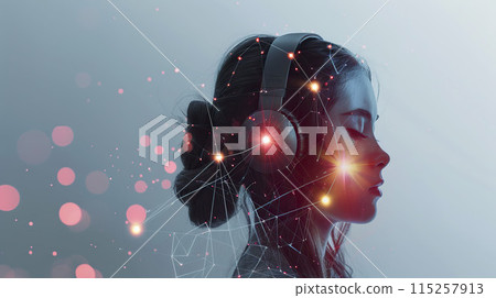 music, headphones, woman 115257913