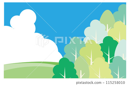 美麗的藍天、森林和雷雲的背景插畫素材 115258010