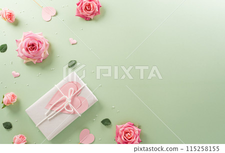 Happy Mother's day and Women's Day decoration concept made from flower on pastel background. Happy Mother's day and Women's Day decoration concept made from flower on pastel background. 115258155