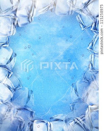 3D Freezing ice cube background 115258975