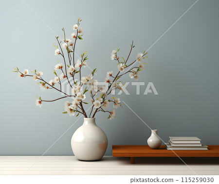white wall empty room interior floor background modern light design. 115259030