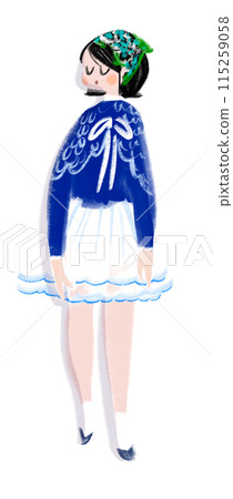 Illustration of a cute girl wearing a bandana on her head Illustration of a cute girl wearing a bandana on her head 115259058