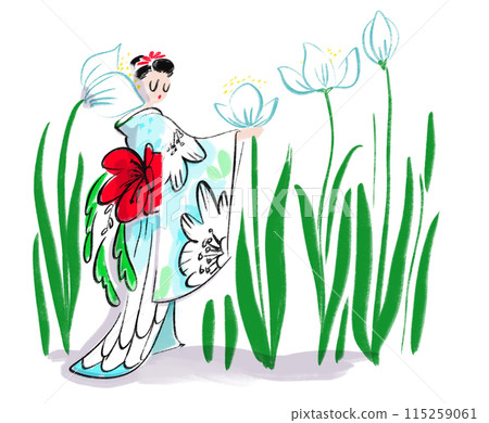 Illustration of flowers and women 115259061