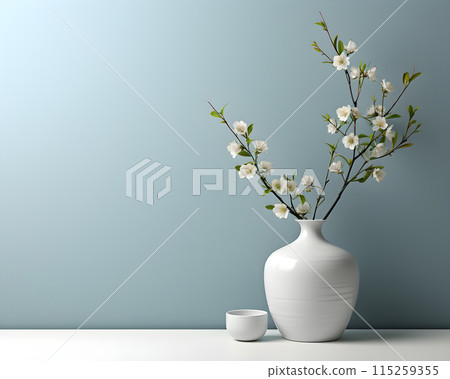 white wall empty room interior floor background modern light design. 115259355