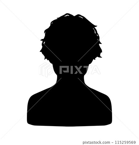 捲髮男性剪影圖示黑色 捲髮男性剪影圖示黑色 115259569