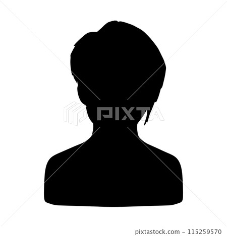 不對稱頭髮男性剪影黑色 不對稱頭髮男性剪影黑色 115259570