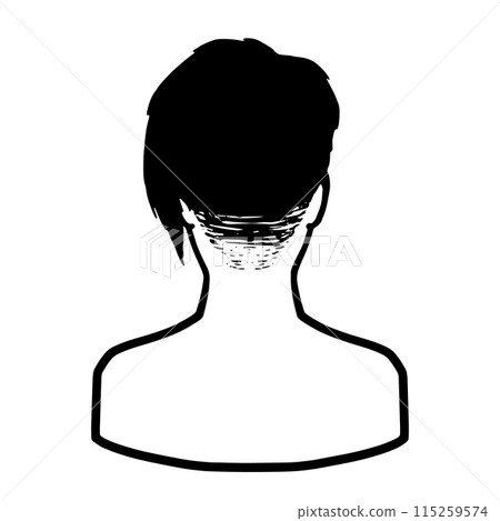 Asymmetrical hair, back view of a man, black Asymmetrical hair, back view of a man, black 115259574