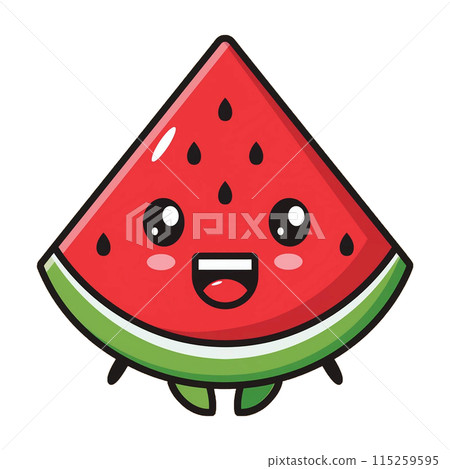 可愛的微笑西瓜角色 115259595