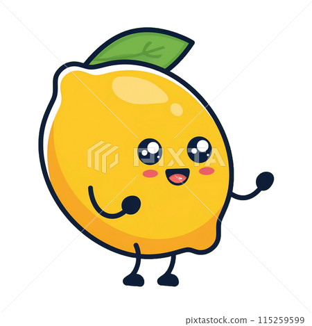 可愛的微笑檸檬角色 115259599