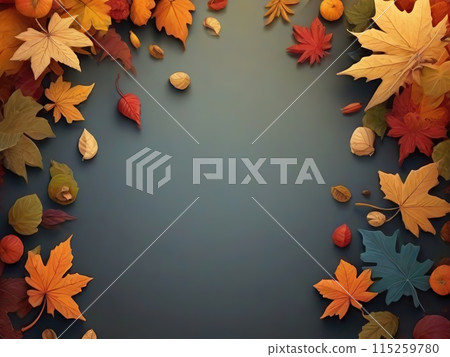 Colorful autumn leaves background with empty copy space for text Colorful autumn leaves background with empty copy space for text 115259780