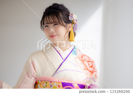 A portrait of a woman wearing a kimono with full kimono 115260200