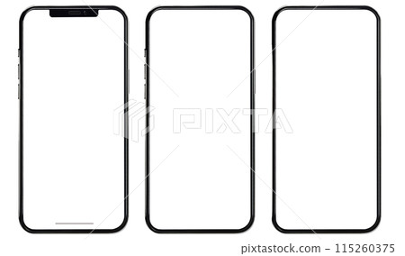 [白色背景] 3種智慧型手機終端框架材料，黑色 115260375