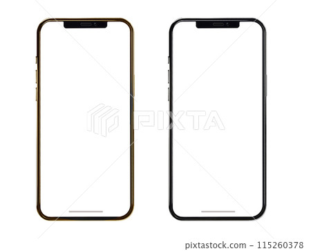 [白色背景] 兩種智慧型手機邊框材質：黑色和金色 115260378