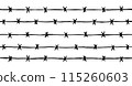Horizontal blue background image of barbed wire or fence 115260603