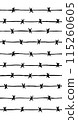 Vertical blue background image of barbed wire or fence 115260605